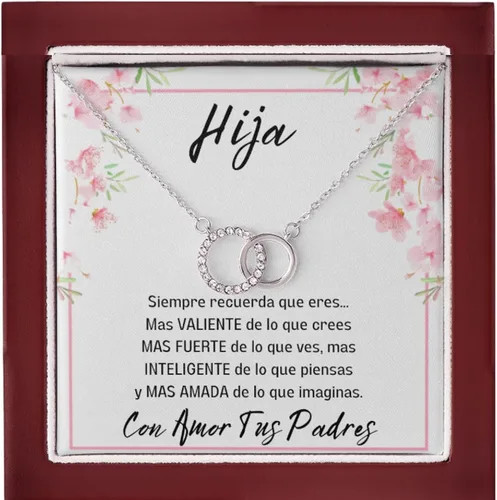 Leos Print Shop Regalo de Mamá y Papá Para Hija Joya Con Mensaje Idea De Regalo De Graduación o Cumpleanos Regalo para hija hijastra Collar con dije