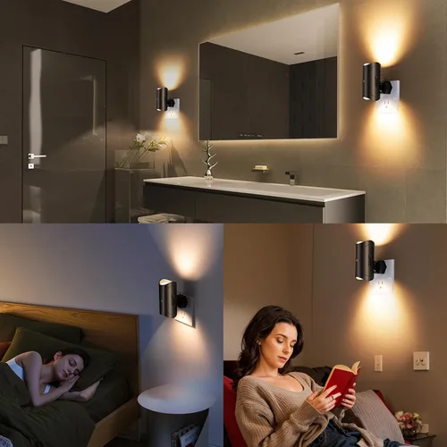 Miniatura 2 de Luz nocturna, paquete de 2 luces LED de noche enchufables a la pared, blanco suave 3000K, 0-100LM brillo ajustable luz nocturna para pasillo