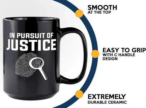 Miniatura 5 de Taza de café detective de 15 onzas, color negro -In pursuit of - Oficial de policía policía patrulla detective Sheriff Police Enforcement Police