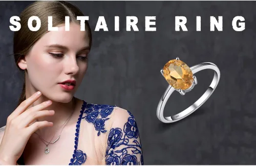 Miniatura 6 de JewelryPalace Anillos de compromiso solitarios de plata de ley 925 chapados en oro de 14 quilates con piedra natal de topacio azul citrino y piedras
