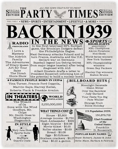 Miniatura 29 de Póster de cumpleaños 96 sin marco, periódico Back In 1930, regalos de feliz cumpleaños 96 para hombres y mujeres, vintage, retro, nacido en 1930