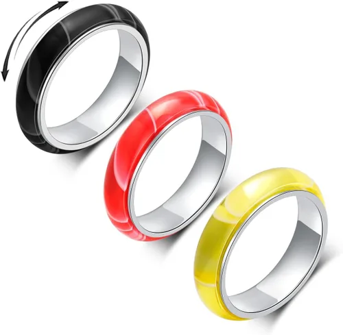 Miniatura 9 de Anillo de ansiedad OreilleStar para mujeres, anillo giratorio de titanio y acero inoxidable, anillo de ansiedad para hombres, 6mm de ancho con Plata