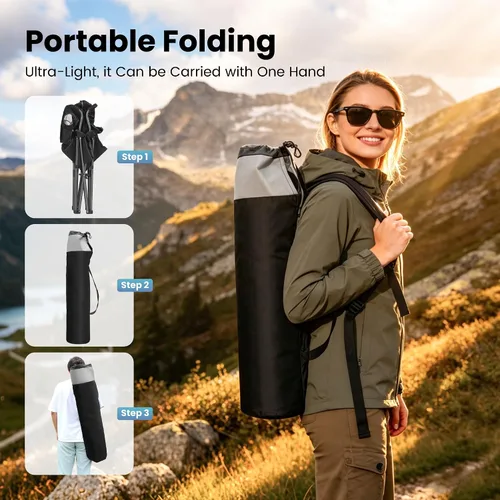 Miniatura 9 de HIGH POINT SPORTS Silla plegable de campamento de gran tamaño, sillas de césped portátiles resistentes, sillas plegables para exteriores