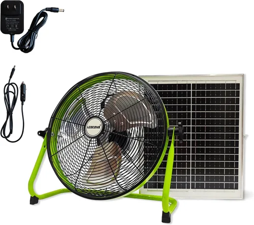 Miniatura 8 de lcocove Ventilador con pilas, puede funcionar de 5 a 24 horas, diseño de ventilador solar para cobertizo, hogar, exterior, con salida USB