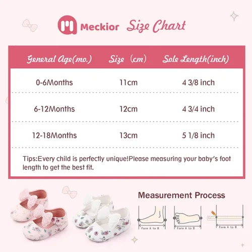 Miniatura 6 de Meckior - Zapatos de vestir para bebé y la princesa niña, hechos a mano, para niños y niñas, de cuero sintético, antideslizante, para cuna