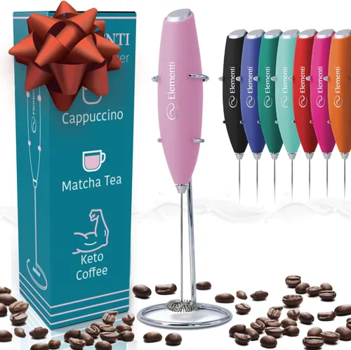 Miniatura 15 de Elementi Espumador de leche eléctrico de mano - Crea café cremoso, delicioso matcha y bebidas perfectas - Batidor compacto y mezclador con soporte