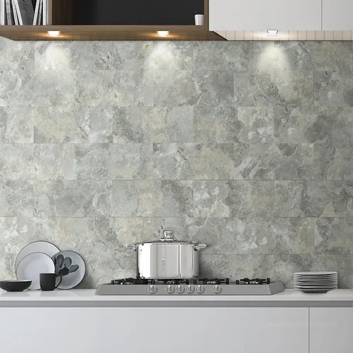 Miniatura 2 de AULIGET 2 piezas de azulejos de pared para salpicaduras de cocina, 6 x 12 pulgadas, pizarra gris y beige de PVC de piedra sintética