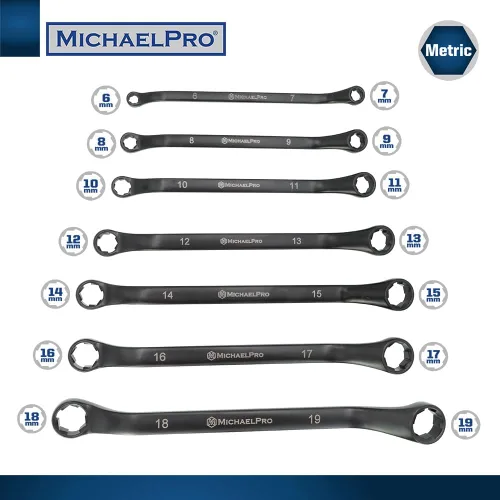 Miniatura 3 de MichaelPro Juego de Llaves Extractoras de Pernos de 7 Piezas, Llaves Desplazadas 45° Métricas 6-19mm, Extremo de Caja de 6 Puntos para Remoción