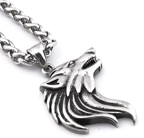 Miniatura 2 de Colgante de lobo Fenrir vikingo, regalo para hombres y mujeres, cadena de acero inoxidable, amuleto de plata potente talismán