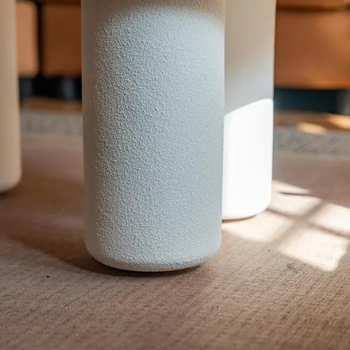 Miniatura 7 de Mesa de centro moderna de piedra, mesa de sala de estar, mesa con acabado texturizado de acento, mesa central de sofá para Blanco hueso