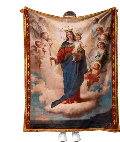 Miniatura 12 de Ultra Suave Manta de Microfibra Virgen María Nuestra Señora de Guadalupe Manta de Oración para Arrojar, Manta de Flanela Cálida y Acogedora, Mantas