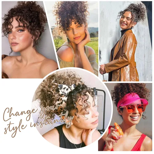 Miniatura 6 de Extensión de cola de caballo rizada con cordón para mujeres negras, extensión de cola de caballo con cordón, extensiones de cabello rizado