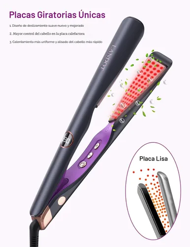 Miniatura 2 de LANDOT Plancha para el cabello y rizador 2 en 1: crea ondas de salón, rizos y estilos lisos en casa Placas flotantes, anti-frizz y sin enredos
