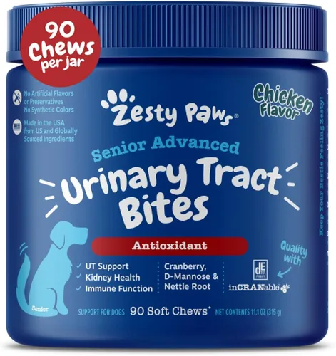 Miniatura 10 de Zesty Paws Suplemento de arándano para perros - Control de vejiga para perros - Soporte del tracto urinario - Masticables de arándano con D-manosa