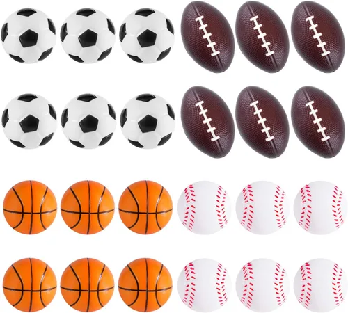 Super Z Outlet Mini pelotas deportivas de espuma para niños y adultos, mini béisbol, fútbol, baloncesto, fútbol, estrés, decoración de fiesta
