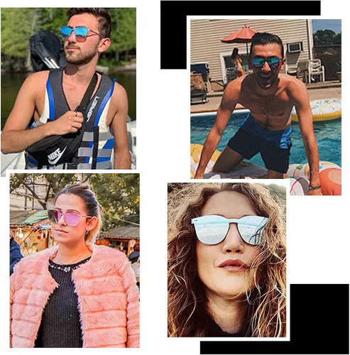 Miniatura 2 de Rimless Wayfarer Anteojos de sol en una sola pieza lente espejo reflectante, anteojos para hombres mujeres