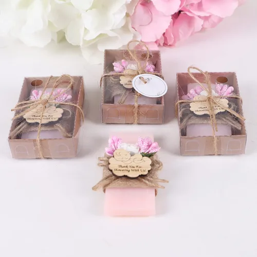 Miniatura 9 de Paquete de 10 decoraciones para baby shower de Happy Times Favors, regalos para baby shower, jabón mini vegano personalizado hecho a mano con aroma