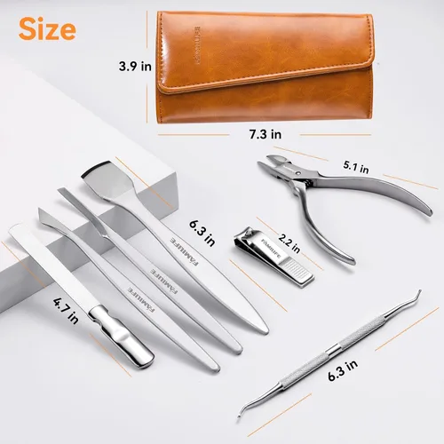 Miniatura 7 de Famlife - Kit de pedicura profesional de 7 piezas con tijeras para uñas de los pies, cortador de cutículas, lima de uñas, cuchillo de pedicura