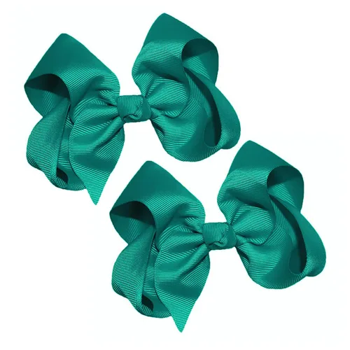 Miniatura 35 de WEBB DIRECT2U Juego de dos lazos para el pelo de grogrén sólido de 4 pulgadas, pinzas de cocodrilo, color verde manzana