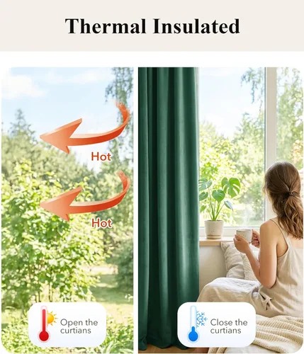 Miniatura 6 de StangH Cortinas de Terciopelo Verde Esmeralda de 96 Pulgadas - Cortinas Opacas de Terciopelo de Lujo Súper Suaves, Elegante Cobertura de Ventana