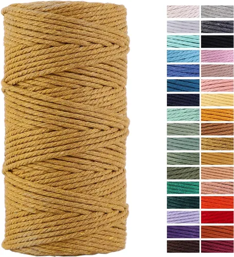 Miniatura 13 de Cuerda de Macramé Gris Claro 3mm x 109 Yardas, Cuerda de Algodón de Colores Cuerda para Manualidades Cuerda de Algodón Colorida para Colgar
