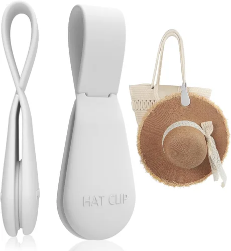 Miniatura 22 de Clip magnético para sombrero para viajes, 2 soportes de silicona color caqui claro para bolsos, bolsos, equipaje y sombreros de playa, clip