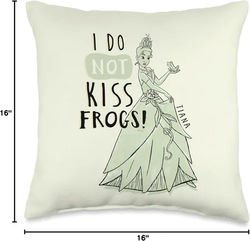 Miniatura 4 de Disney Princess Tiana I Do Not Kiss Frogs - Almohada de 15.7 x 15.7 in, multicolor