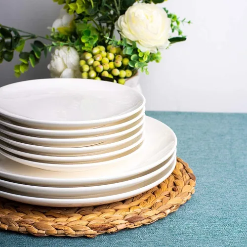 Miniatura 6 de DELLING Juego de Platos de Aperitivo de 7 Pulgadas, Platos de Postre/Ensalada de Cerámica Blanca - Platos Pequeños Redondos para Servir de Snacks