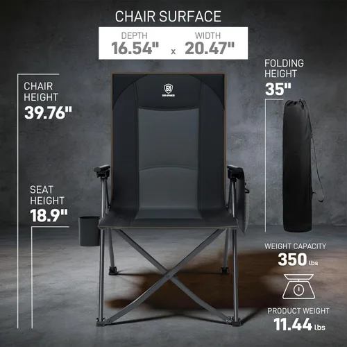 Miniatura 3 de EVER ADVANCED Sillas de campamento reclinables para adultos, ligeras, silla reclinable plegable con respaldo ajustable, sillas de salón de 4