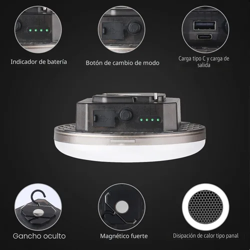 Miniatura 4 de Linternas de camping LED transparentes portátiles recargables, luz impermeable para exteriores con 5000 lm, linternas colgantes súper brillantes