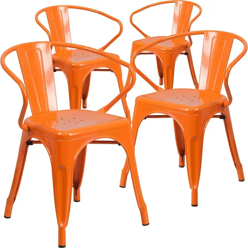 Miniatura 13 de Flash Furniture silla de metal con apoyabrazos, Metal, Negro