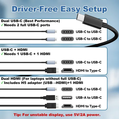 Miniatura 7 de Teamgee Extensor de pantalla para laptop de 15.6 pulgadas con banco de energía, monitor triple FHD 1080P, Plug & Play sin controlador