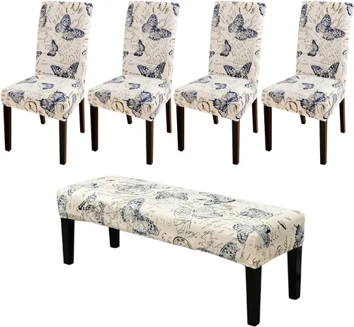 HAOYONG Funda para Silla de Comedor con Estampado, Funda Desmontable Lavable para Silla Parsons, Protector de Asiento Desmontable para Comedor, 15