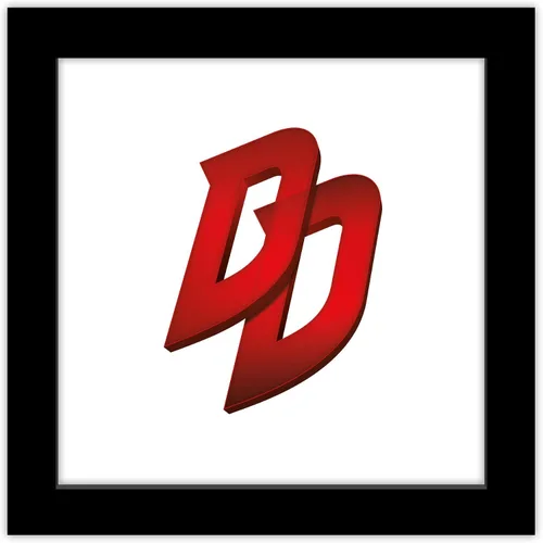 Trends International Gallery Pops Marvel Comics Daredevil - Póster de pared con símbolo DD, 12.00 x 12.00 pulgadas, versión de marco negro
