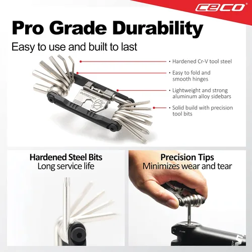 Miniatura 3 de CECO USA - Herramienta de bicicleta de 20 funciones con rompedor de cadena, multiherramienta para bicicleta, resistente, tamaño de bolsillo