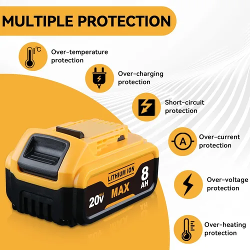 Miniatura 4 de DCB200 - Batería de repuesto de 8.0Ah para Dewalt 20V compatible con herramientas eléctricas inalámbricas Dewalt DCB200 DCB201 DCB203 DCB206 DCB207