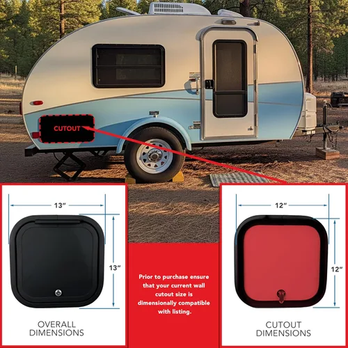 Miniatura 2 de Puerta de equipaje RV de 12 pulgadas de ancho x 12 pulgadas de alto con esquinas redondeadas y cerradura para vehículos recreativos, puertas