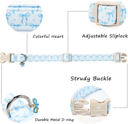 Miniatura 3 de Blue Valentines - Collar para perro, lindo collar de cachorro con lazo azul, collar ajustable de algodón para San Valentín con hebilla de plástico