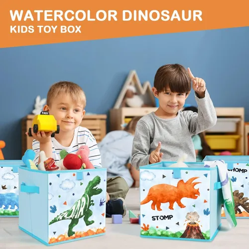 Miniatura 4 de WERNNSAI Cubos de almacenamiento – Paquete de 4 cubos de almacenamiento plegables de tela para niños, cestas de almacenamiento decorativas con asas