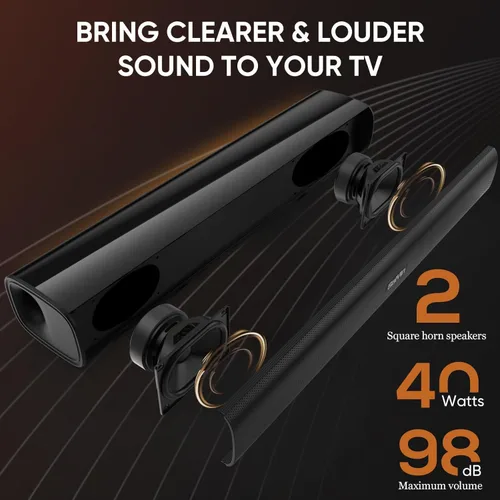 Miniatura 3 de Saiyin - Barra de sonido de 17 pulgadas para Smart TV con Bluetooth 5.3/Conexión óptica/AUX, barra de sonido para TV/PC/Juegos/Proyectores, diseño