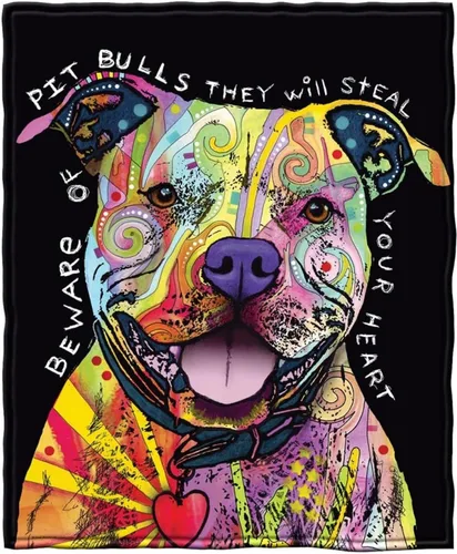 Dawhud Direct Manta de forro polar Pit Bull de 75 x 90 pulgadas, manta de Dean Russo Pitbull para adultos y niños, suave y acogedora para la cama,