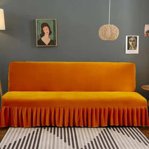 Miniatura 8 de Funda para futón de felpa gruesa sin brazos, de terciopelo elástico, funda para sofá cama, funda suave para sofá, futón, protector de muebles