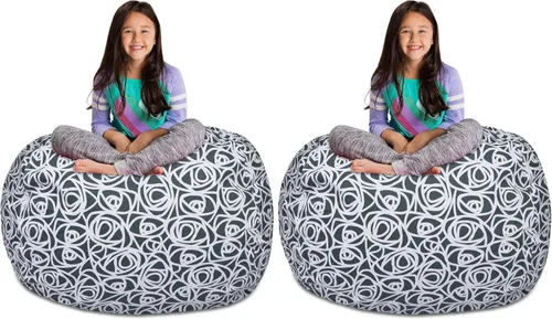 Miniatura 22 de Posh Stuffable Kids Funda de Silla Puf Rellenable para Almacenamiento de Animales de Peluche - Organizador de Juguetes Infantiles, Mediano 27