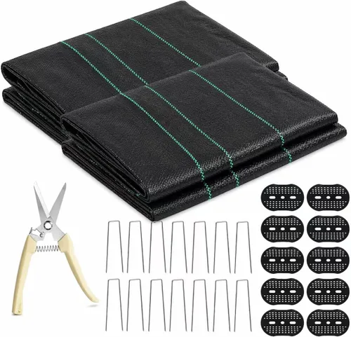 Miniatura 9 de Tela de barrera contra malezas de 3 x 100 pies, 4.23 onzas, tela tejida resistente para control de malezas, transpirable y permeable, fácil