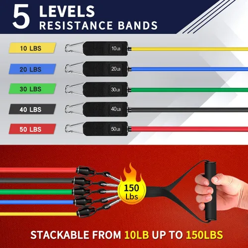 Miniatura 4 de WHATAFIT Bandas de resistencia, bandas de ejercicio, bandas de resistencia para entrenamiento, bandas de entrenamiento con asas para hombres y Multi