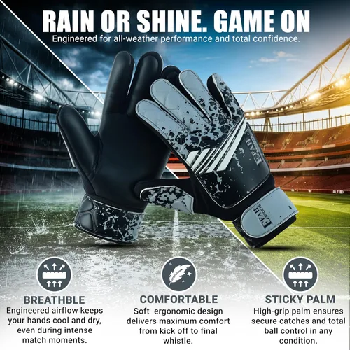 Miniatura 2 de Guantes de portero de fútbol para niños y jóvenes, guantes de portero de fútbol con agarres fuertes