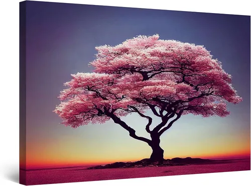 Miniatura 34 de Startonight Lienzo decorativo abstracto para pared, pintura del árbol de la vida amarillo, impresión grande estirada, moderna para dormitorio o sala