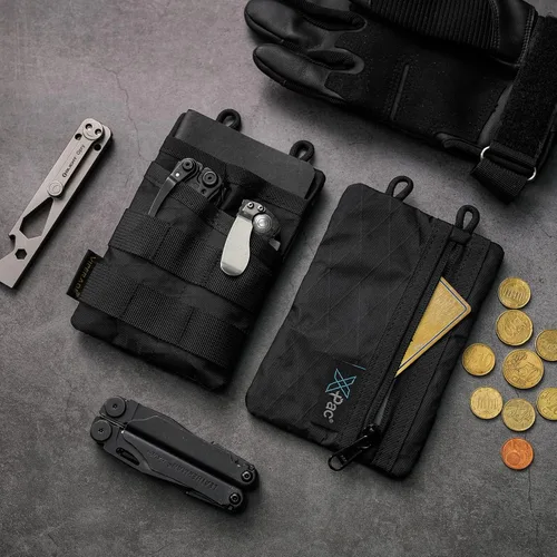 Miniatura 4 de VIPERADE VE3 Organizador de herramientas, cinturón de herramientas de nylon con bucle y 4 bolsillos, bolsa EDC para linterna/cuchillo de bolsillo