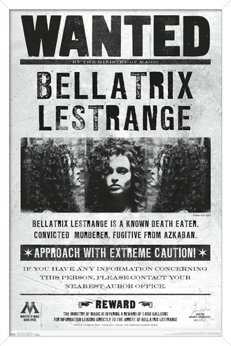 Miniatura 8 de Trends International El mundo mágico: Harry Potter - Póster de Bellatrix Wanted, 14.725" x 22.375", versión con marco de madera tipo granero