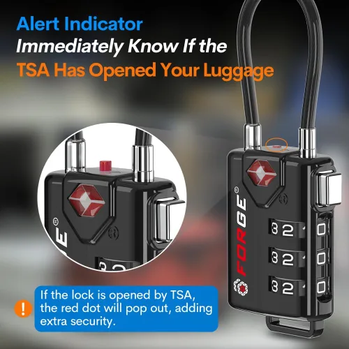 Miniatura 3 de Cerraduras para equipaje con cable aprobadas por la TSA, combinación reajustable con cuerpo de aleación, Moderno